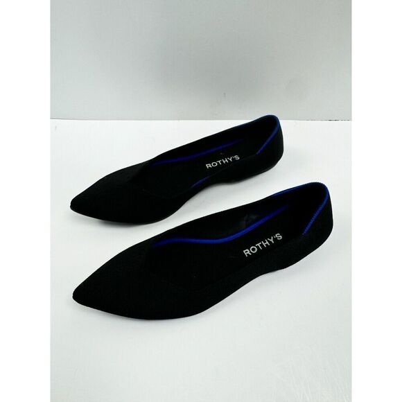 ROTHY'S The Point Black Knit Fabric Ballet Flats Pointy Toe Women's Size 10 - Picture 2 of 4
